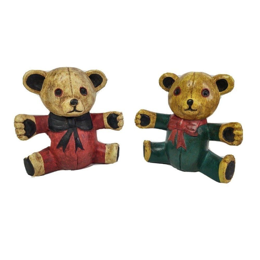 (2)6.5" Collectible Wooden Wood Teddy Bears